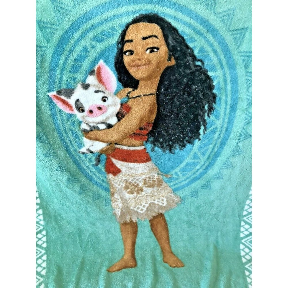 BEAUTIFUL DISNEY MOANA & PUA SOFT REVERSIBLE THROW BLANKET MEASURES 56" X 43"